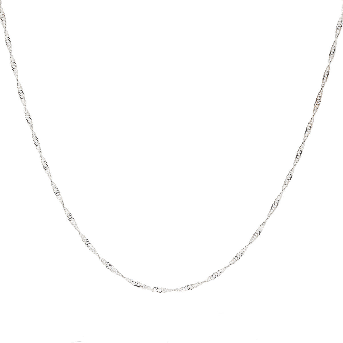 2MM Sterling Silver Singapore Chain with Lobster Claw Clasp
