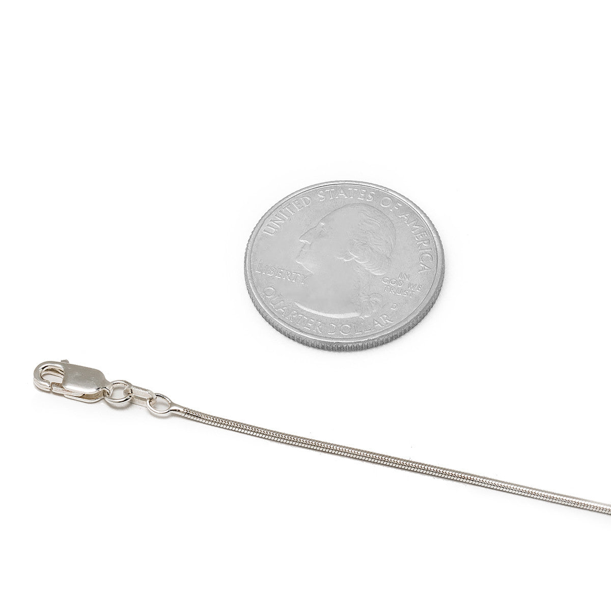 Sterling Silver 925 snake chain showing lobster claw clasp.