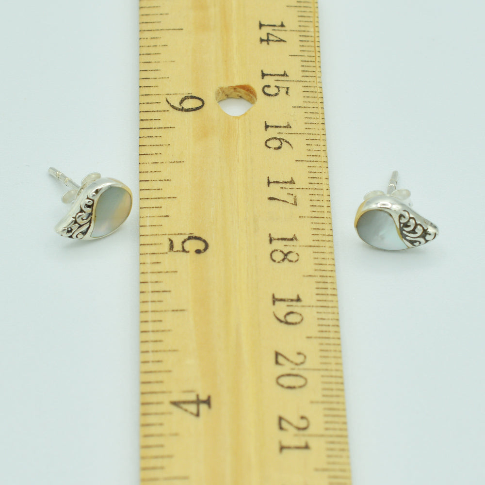 Mother Of Pearl and Sterling Silver Stud Earrings