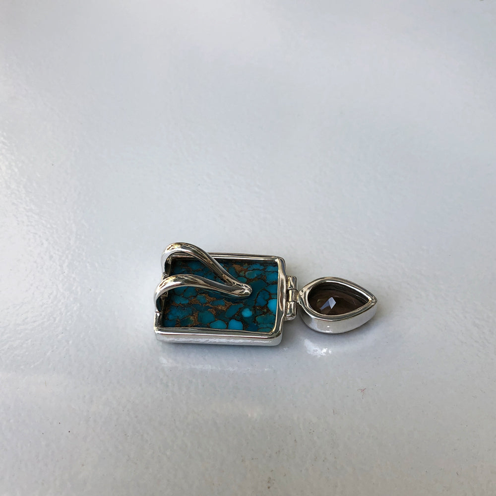 Turquoise and Smokey Topaz Sterling Silver Enhancer
