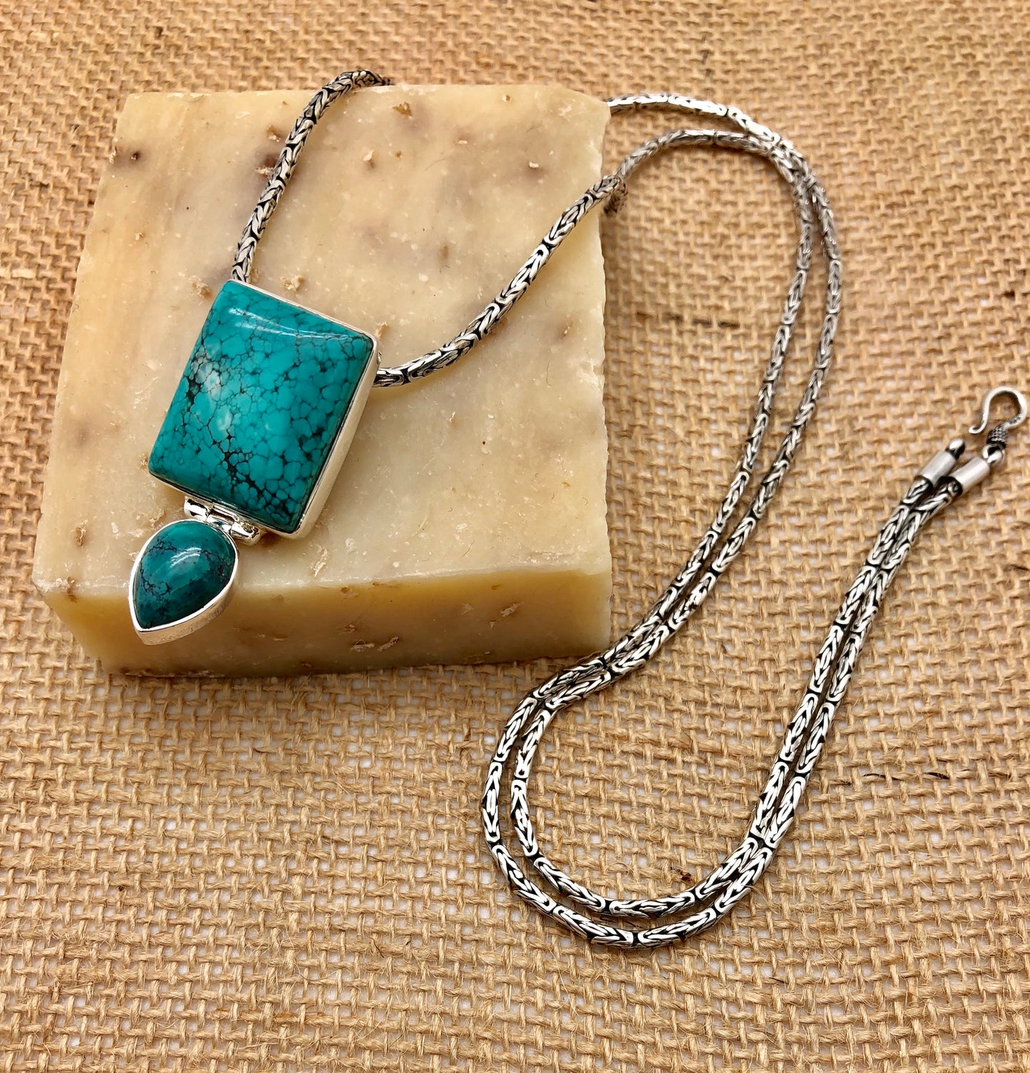 Turquoise Sterling Silver Pendant-Enhancer