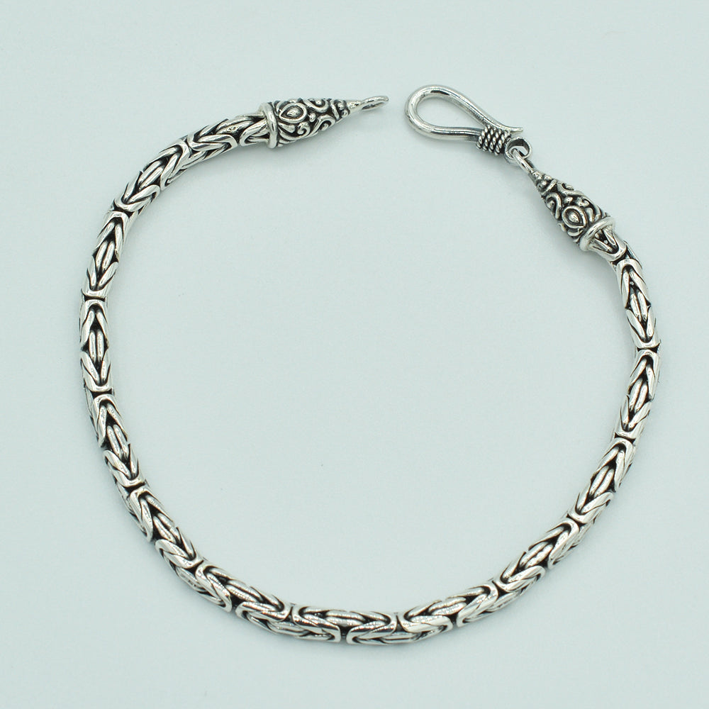 Sterling Silver Handmade Byzantine Bali Chain - 7" 2.5mm