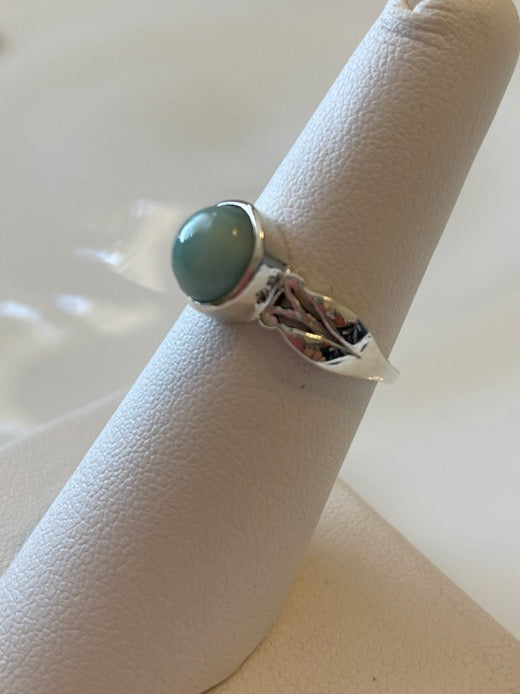 Larimar Sterling Silver Ring - Round shape