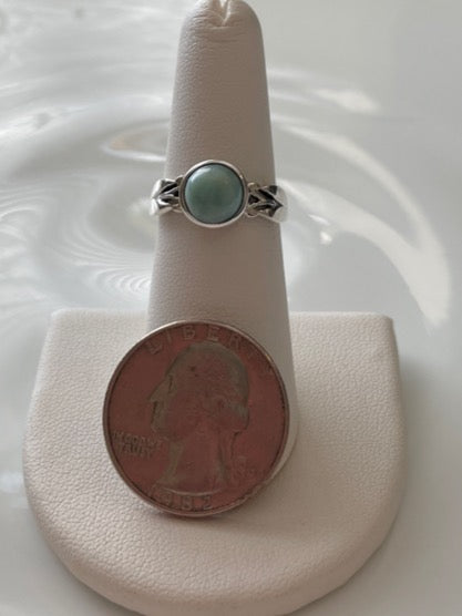 Larimar Sterling Silver Ring - Round shape