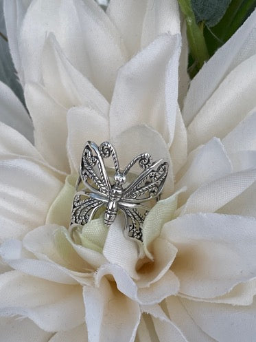 Sterling Silver butterfly ring, very unique and bold. Perfect for many fingers. If you are looking for unique and for a butterfly lover, this is the ring to get.