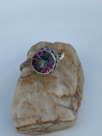 Mystic Topaz and Sterling Silver Ring-size 6.5