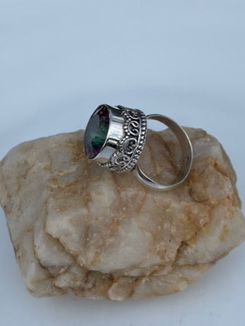 Mystic Topaz and Sterling Silver Ring-size 6.5