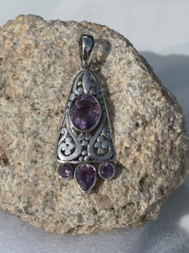 Amethyst and Sterling Silver Pendant