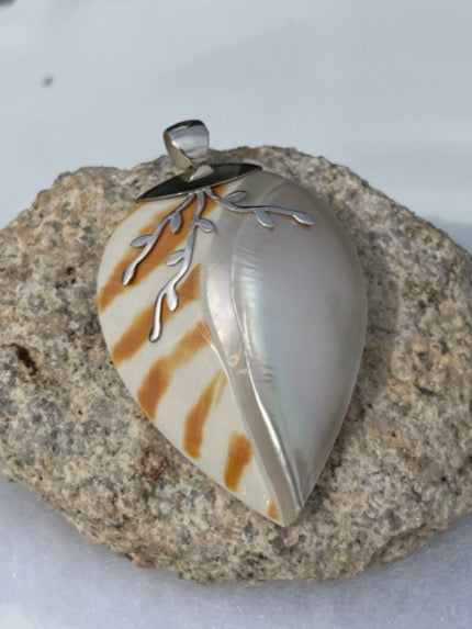 Mother of Pearl Sterling Silver Shell Pendant