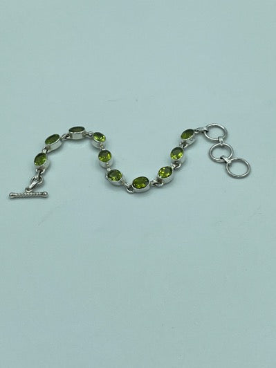 Genuine Peridot Semi-Precious Bracelet - toggle clasp