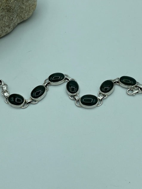 Bloodstone Sterling Silver Bracelet 7"-7.5"