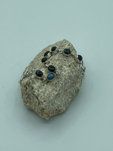 Labradorite Oval Stone Silver Bracelet