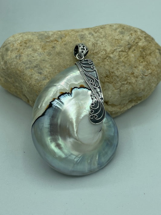 Sterling Silver and Snail Shell Pendant