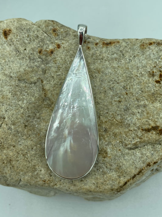 Mother of Pearl OR Abalone Double sided Sterling Silver Pendant