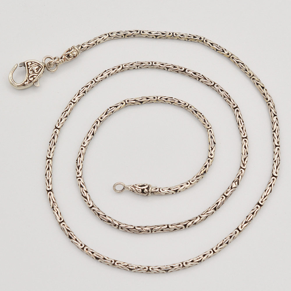 Sterling Silver Handmade Byzantine Bali Chain - 20" 2mm