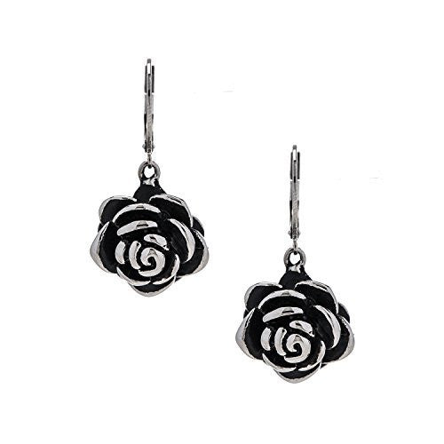 Designer Stainless Steel Rose Earrings, pierced with a Euro clasp. Will not tarnish.