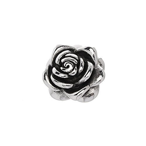Small stainless steel rose pendant, about 1" long. Will not tarnish or dent.