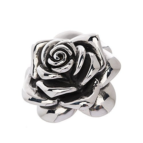 Designer Stainless Steel Rose Pendant for Women and Girls - Large - Medium or Small. The large pendant is about 2 and 1/4" long.