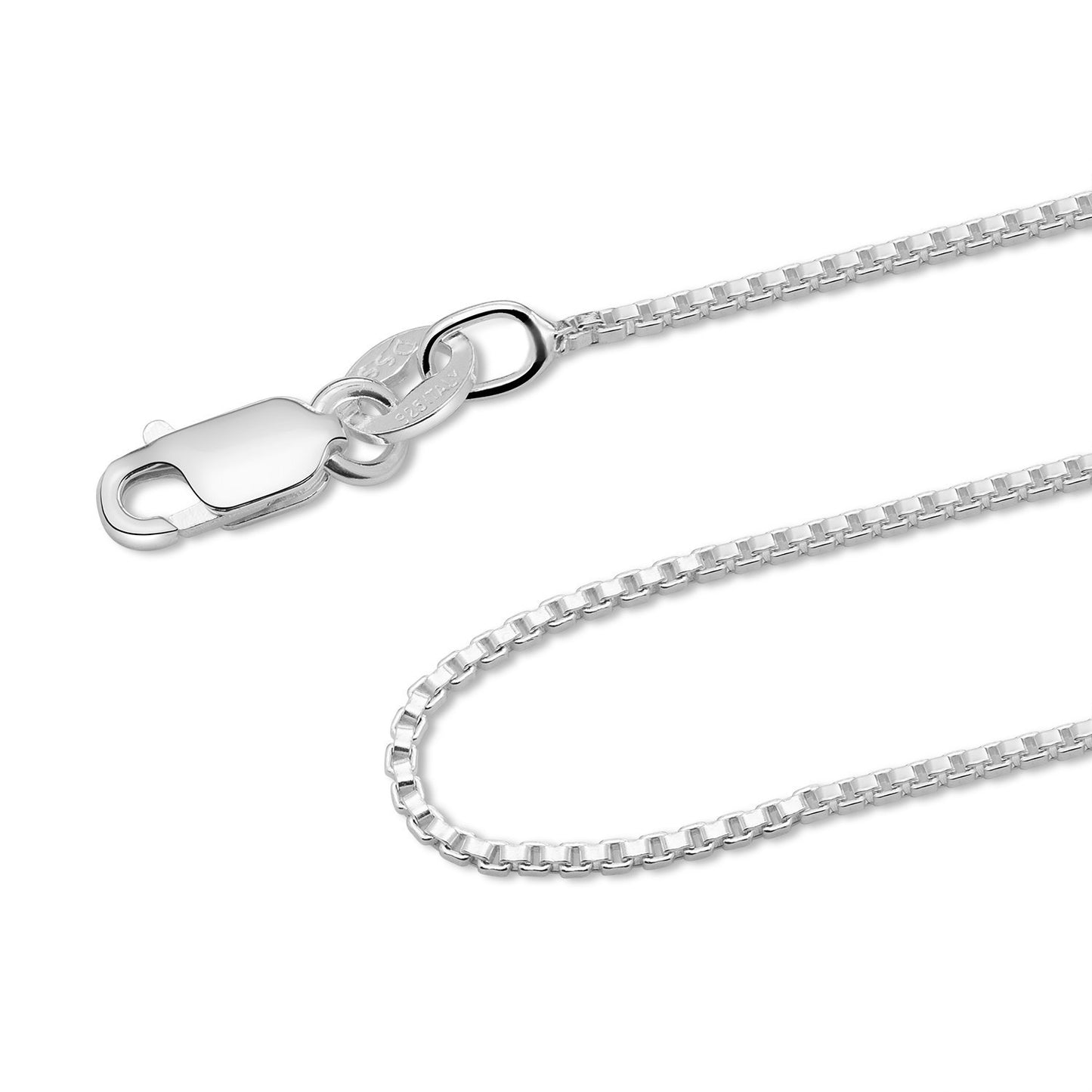 1MM Sterling Silver Box Chain with Lobster Claw Clasp 16"-30" perfect for pendants