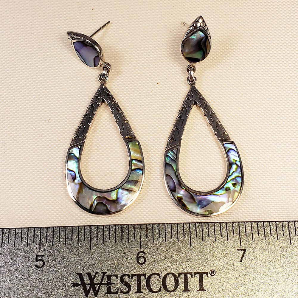 Abalone Dangle Silver Earrings