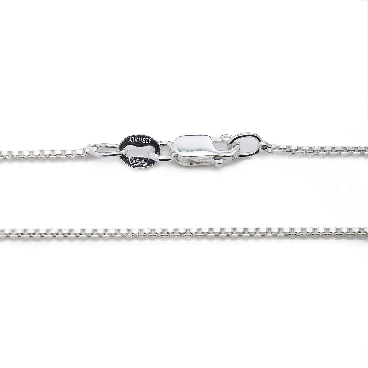 1MM Sterling Silver Box Chain with Lobster Claw Clasp | Italian Made ...
