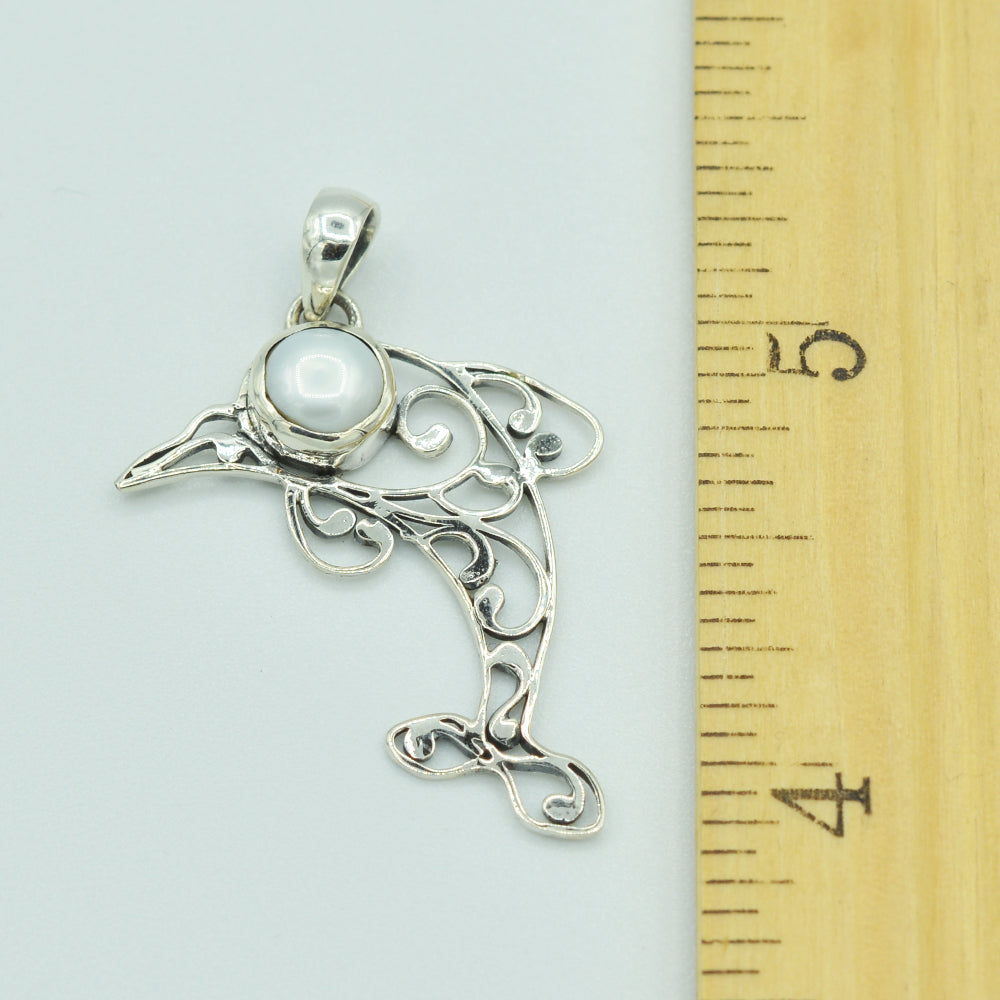 Fresh Water Pearl Sterling Silver Dolphin Pendant