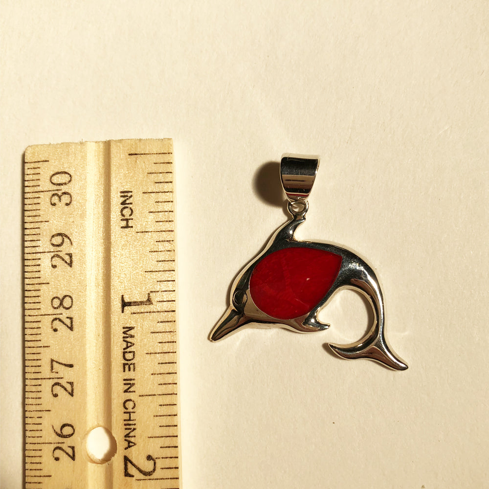 Enhanced Sponge Coral Dolphin Silver Pendant