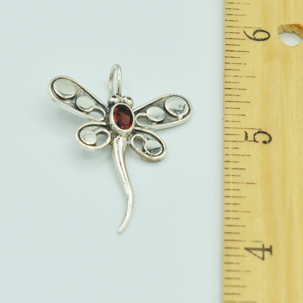 Dragonfly Pendant (Blue Topaz or Garnet)