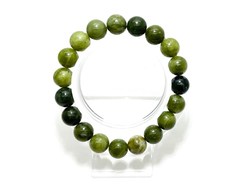 Natural New Jade Smooth Round Gemstone Stretch Bracelet