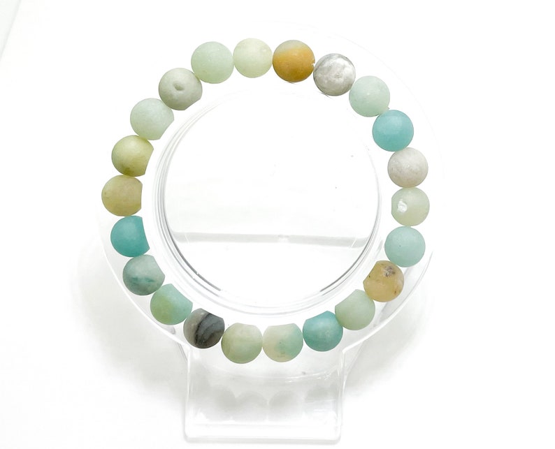 Matte Multi-Color Amazonite Round Sphere Gemstone Stretch Bracelet