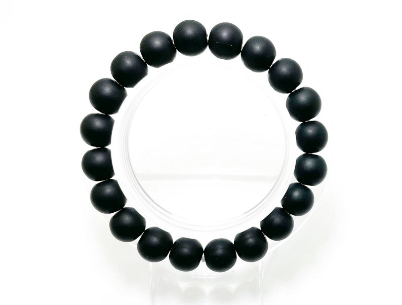 Matte Natural Black Onyx Stretch Gemstone Bracelet