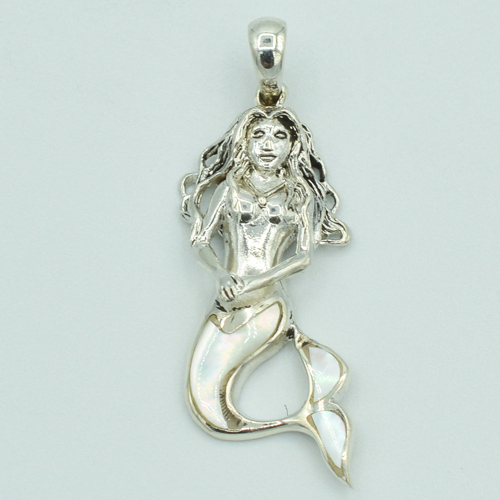 Mother of Pearl Sterling Silver Mermaid Pendant