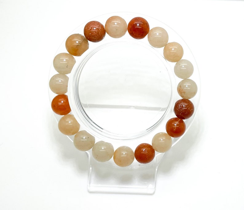 Orange White Agate Natural Gemstone Stretch Elastic Cord Bracelet
