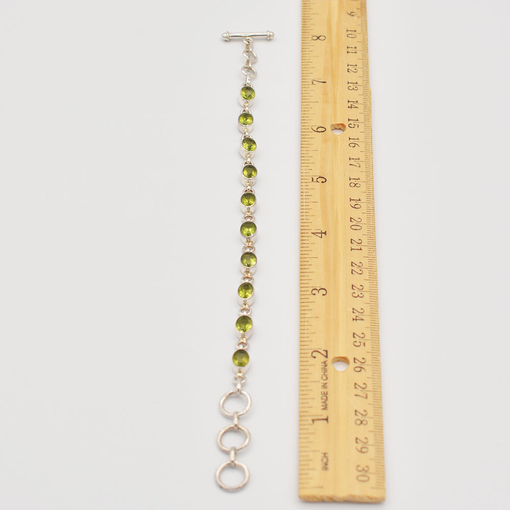 Genuine Peridot Semi-Precious Bracelet - toggle clasp