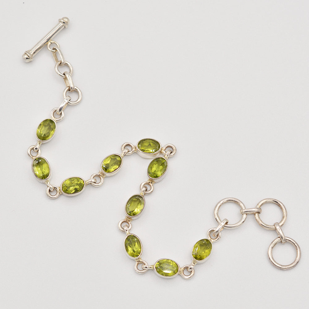 Genuine Peridot Semi-Precious Bracelet - toggle clasp