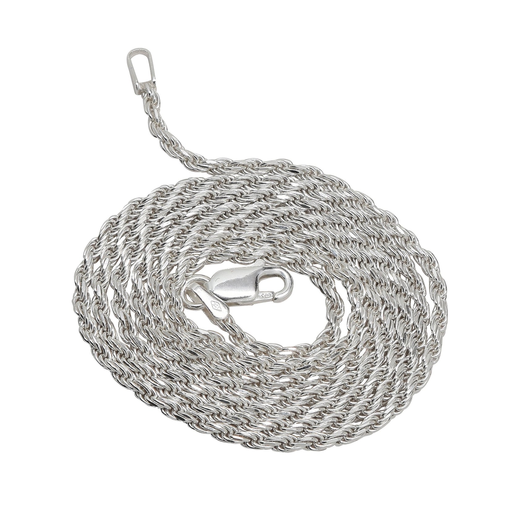 2MM Sterling Silver Rope Chain with Lobster Claw Clasp 16