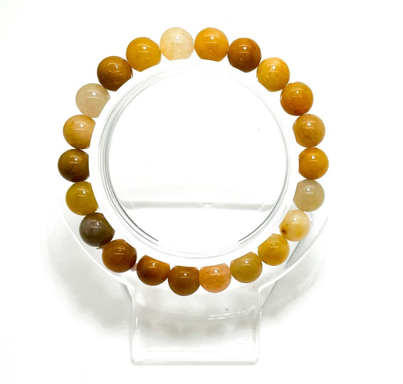Yellow Carnelian Agate Gemstone Stretch Elastic Cord Bracelet