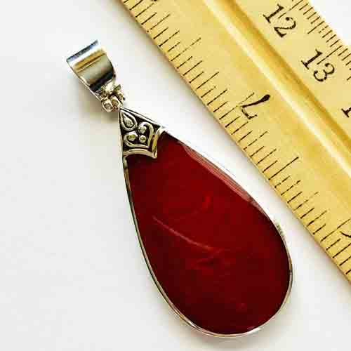 Sterling Silver and Red Coral Pendant