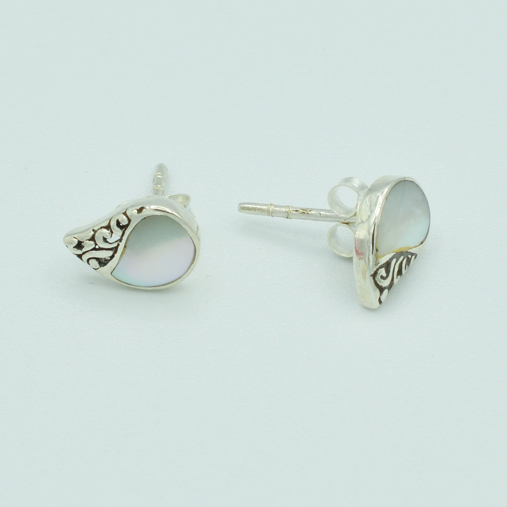 Mother Of Pearl and Sterling Silver Stud Earrings