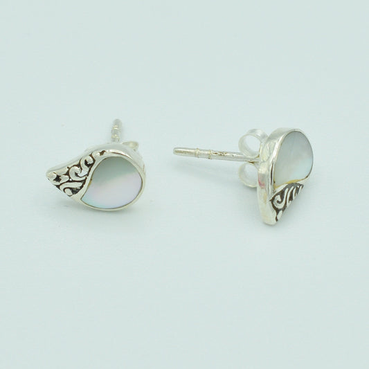 Mother Of Pearl and Sterling Silver Stud Earrings