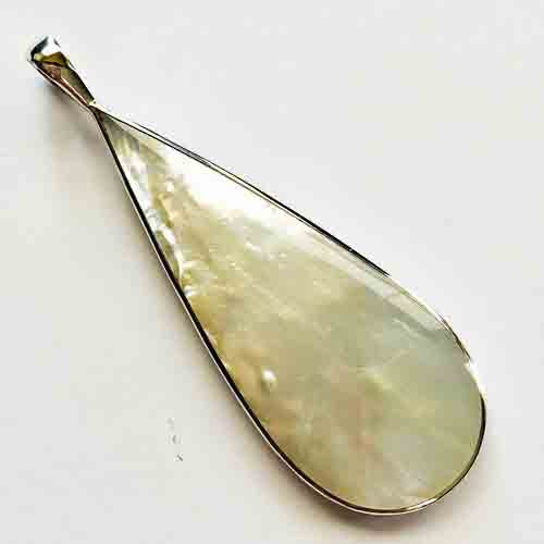 Mother of Pearl OR Abalone Double sided Sterling Silver Pendant
