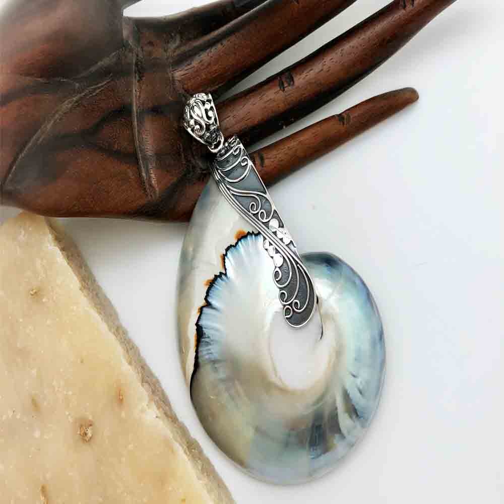 Sterling Silver and Snail Shell Pendant
