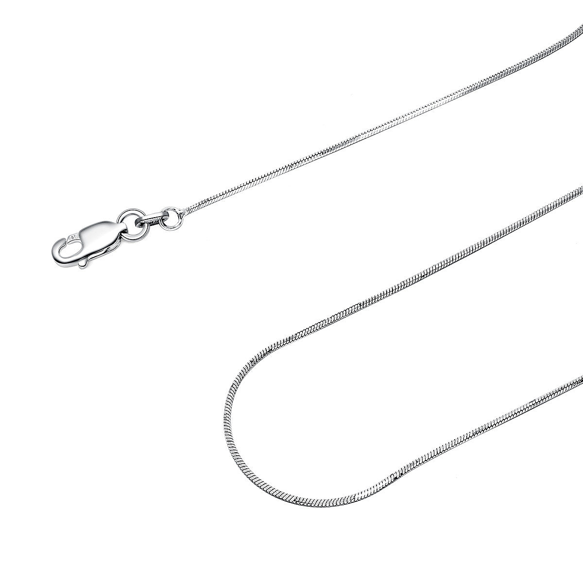 1MM Sterling Silver Snake Chain with Lobster Claw Clasp. Italian Sterling Silver, 16"-30"